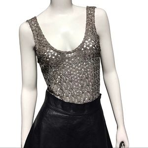 bebe Sleeveless Crochet Tank Top